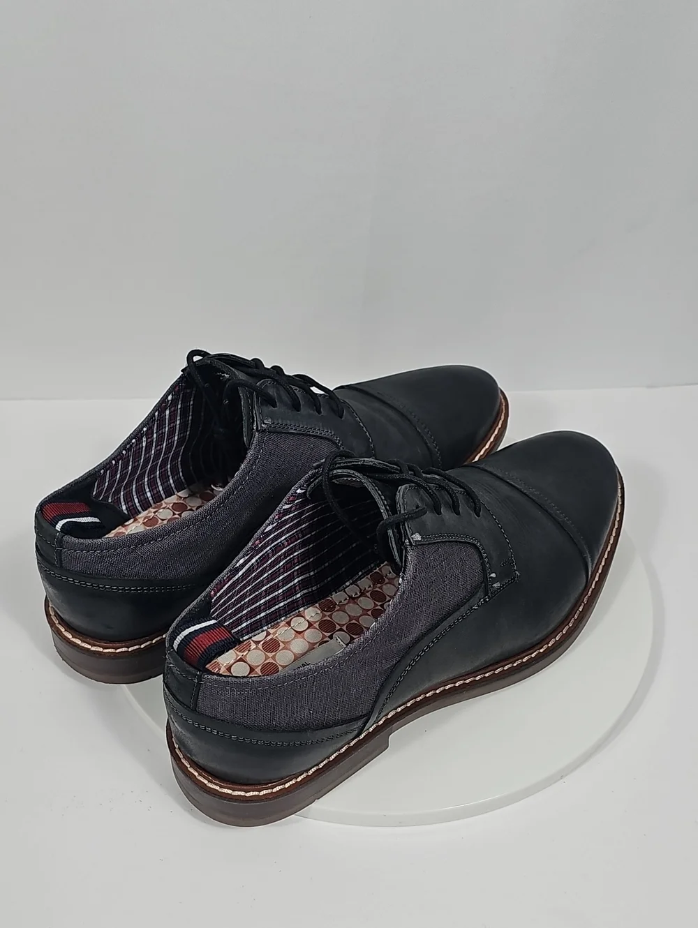 Ben Sherman Birk Cap Toe Oxford Leather Dress Shoes Black 9 Wedding Office Mod